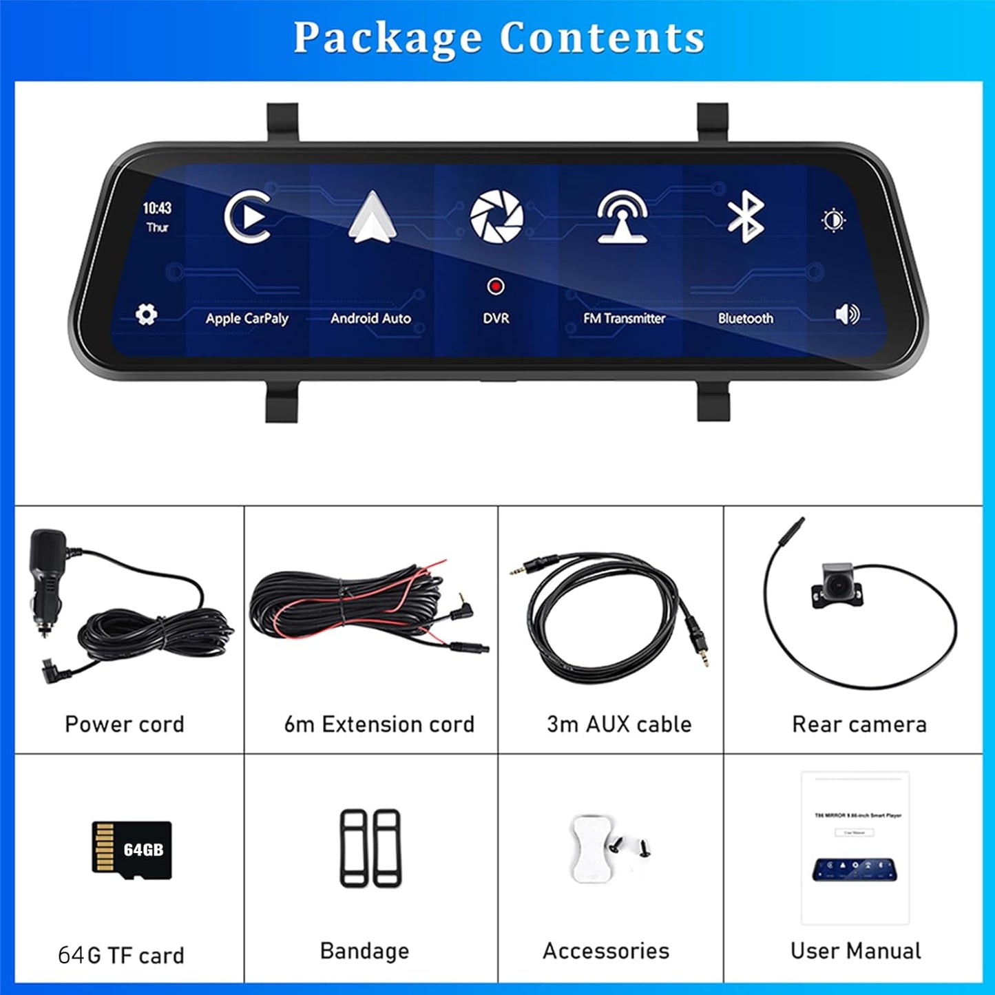 🚘 Espejo Retrovisor Inteligente Touch Full HD - 4K
