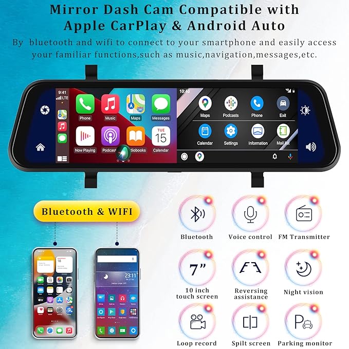 🚘 Espejo Retrovisor Inteligente Touch Full HD - 4K
