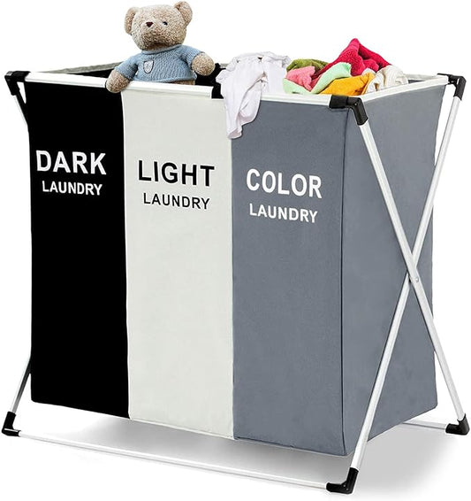 🏡👚 Cesta de Ropa Sucia 3 Divisiones – Organiza tu Ropa con Comodidad 👚🏡