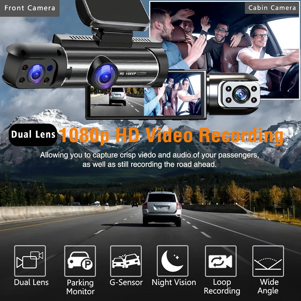 🚗 ¡Cámara para Automóvil 3 en 1 Full HD - Seguridad Completa! 🎥