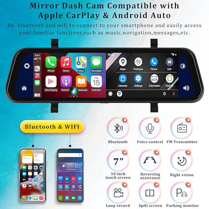 🚘 Espejo Retrovisor Inteligente Touch Full HD - 4K
