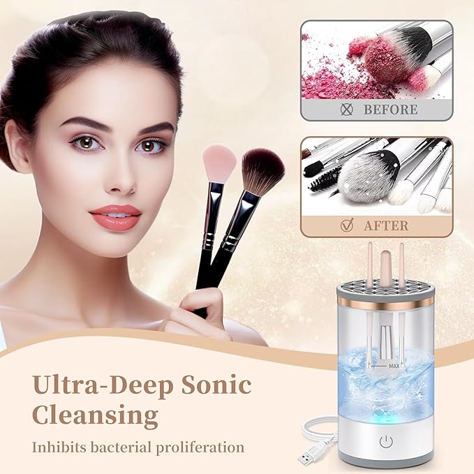 💄 Limpiador Automático de Brochas – Ahorra Tiempo y Cuida tu Piel 💧