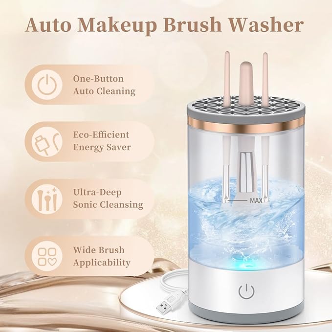 💄 Limpiador Automático de Brochas – Ahorra Tiempo y Cuida tu Piel 💧