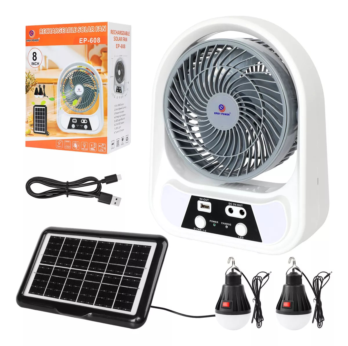 🌬️ Ventilador Solar Recargable 3 en 1: Energía Fresca Donde Quieras