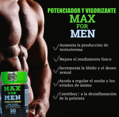 🔥 MAX FOR MEN – Pastillas para rendimiento intimo Naturales! 🔥