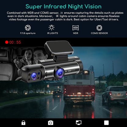 🚗 ¡Cámara para Automóvil 3 en 1 Full HD - Seguridad Completa! 🎥